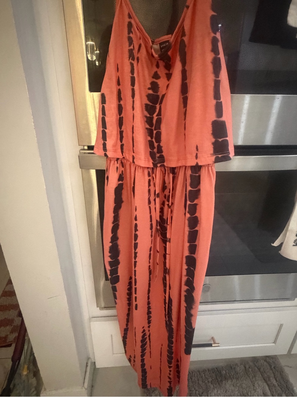 Coral Tie-Dye Maxi Dress - SHEIN small